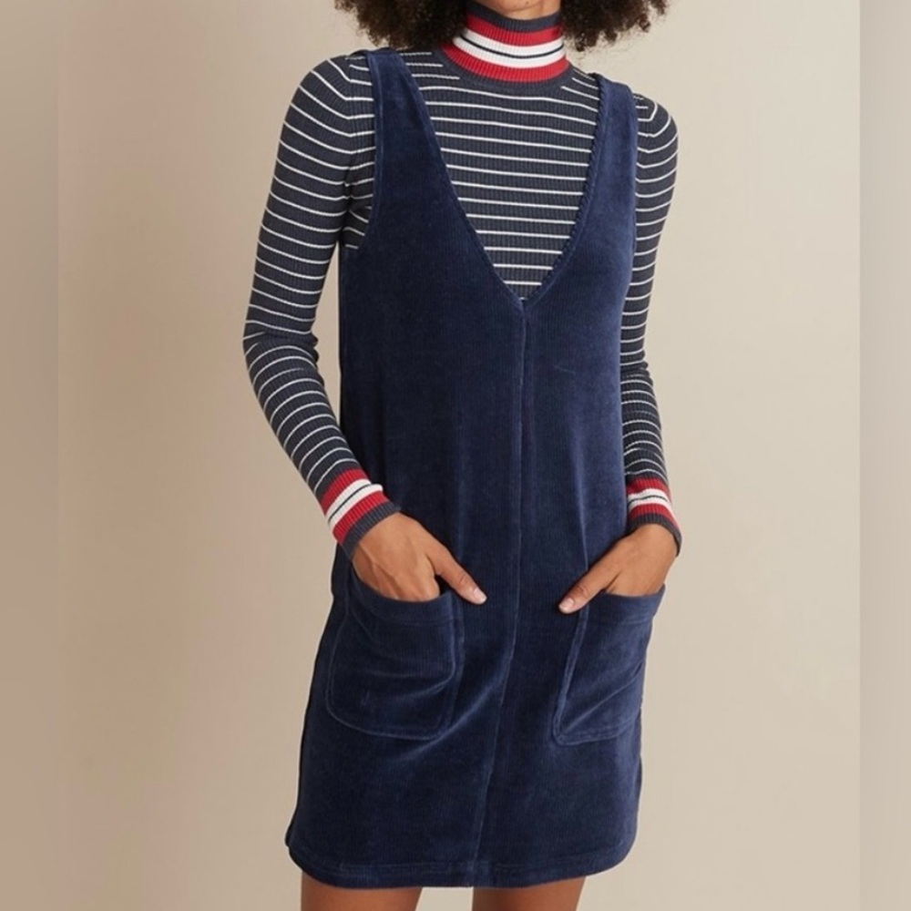 Marine Layer XS Leighton Blue Corduroy Jumper Dress